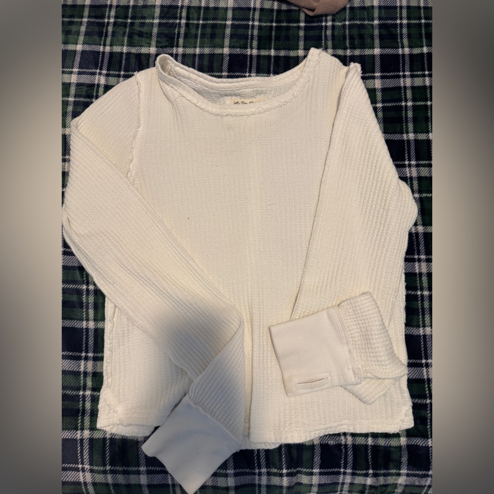 We The Free White Thermal Knit Top